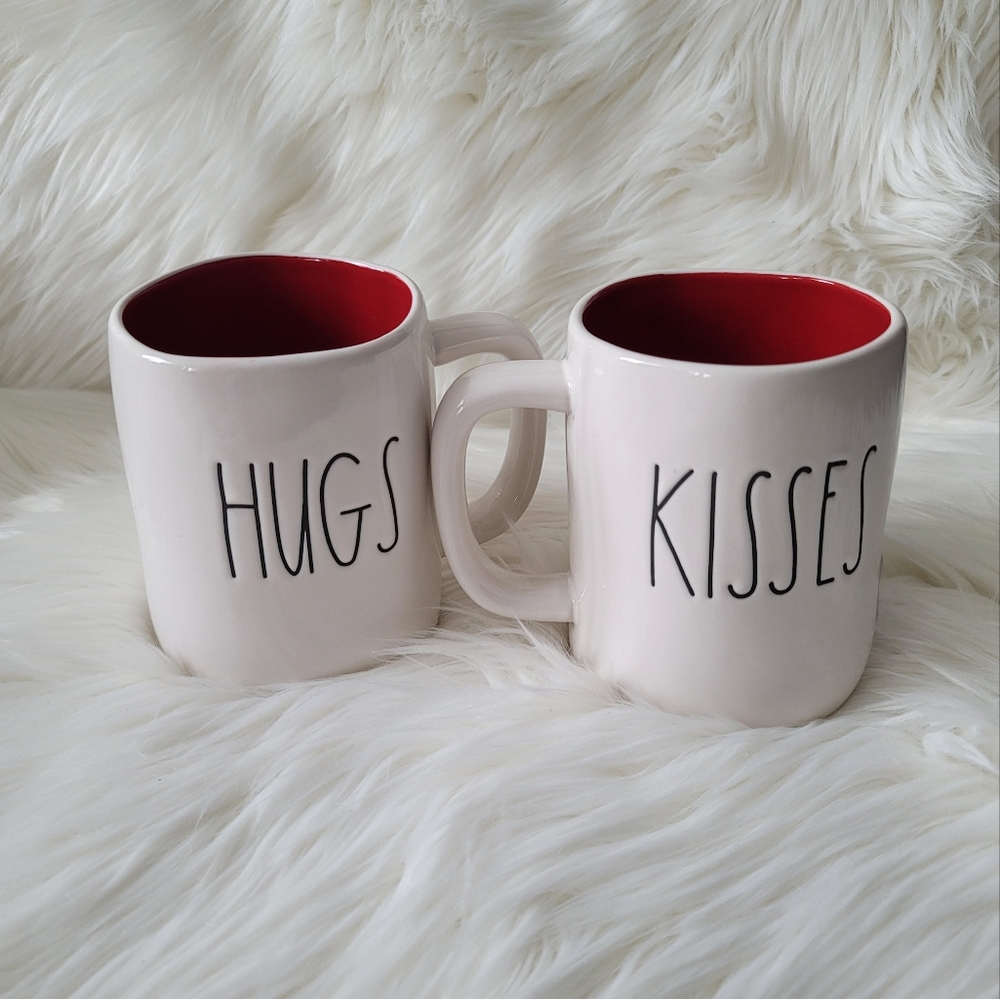 NEW Rae Dunn HUGS KISSES Double Sided Mug